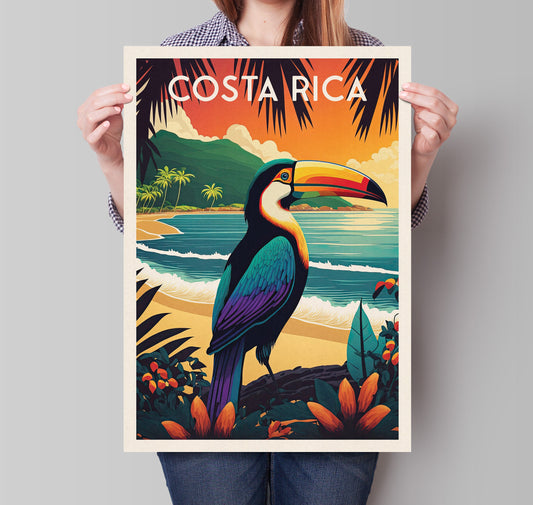 Costa Rica Print | Toucan | Travel Poster | Birthday Gift | Home Decor Artwork