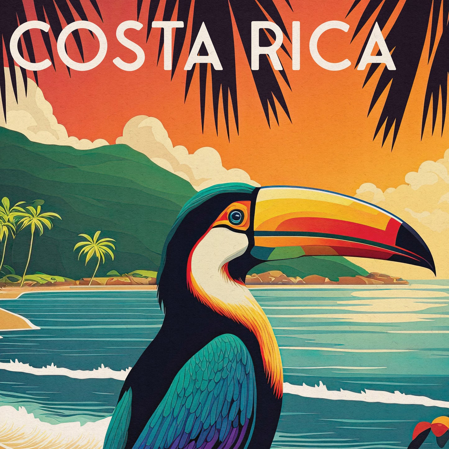 Costa Rica Print | Toucan | Travel Poster | Birthday Gift | Home Decor Artwork