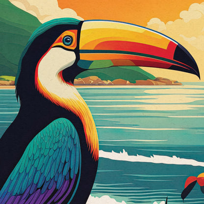 Costa Rica Print | Toucan | Travel Poster | Birthday Gift | Home Decor Artwork