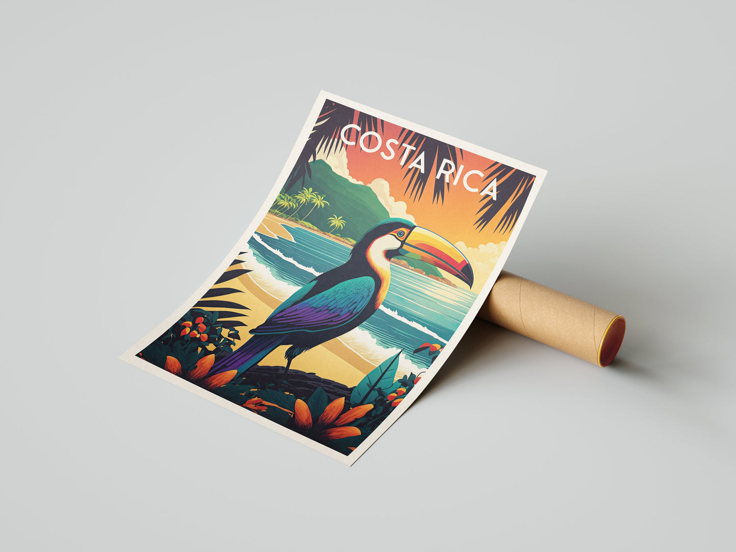 Costa Rica Print | Toucan | Travel Poster | Birthday Gift | Home Decor Artwork