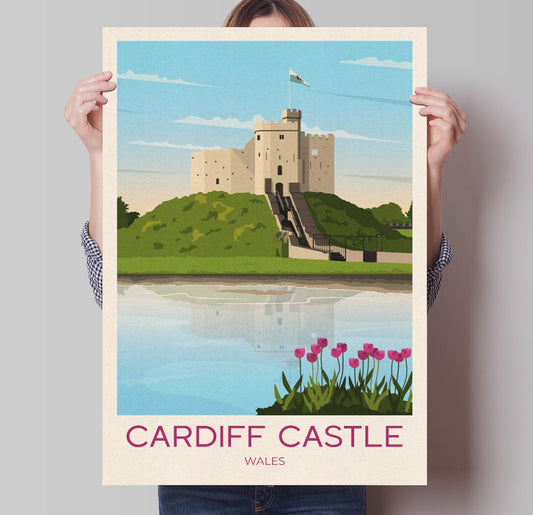 Cardiff Castle Travel Poster | Welsh Print | Wall Art