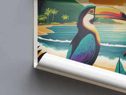 Costa Rica Print | Toucan | Travel Poster | Birthday Gift | Home Decor Artwork