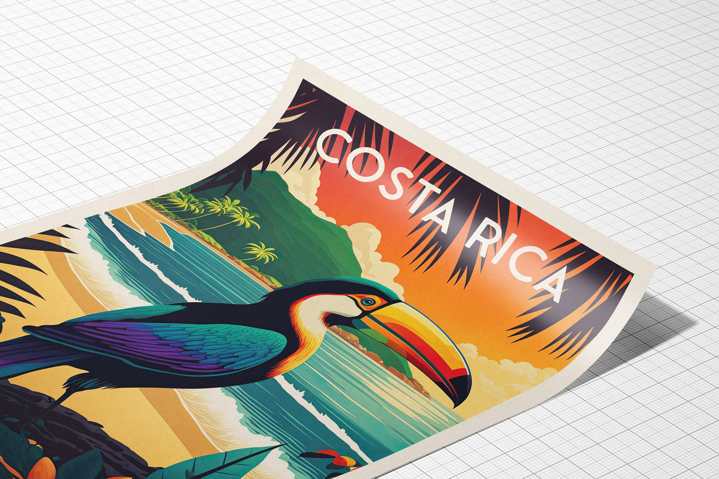 Costa Rica Print | Toucan | Travel Poster | Birthday Gift | Home Decor Artwork