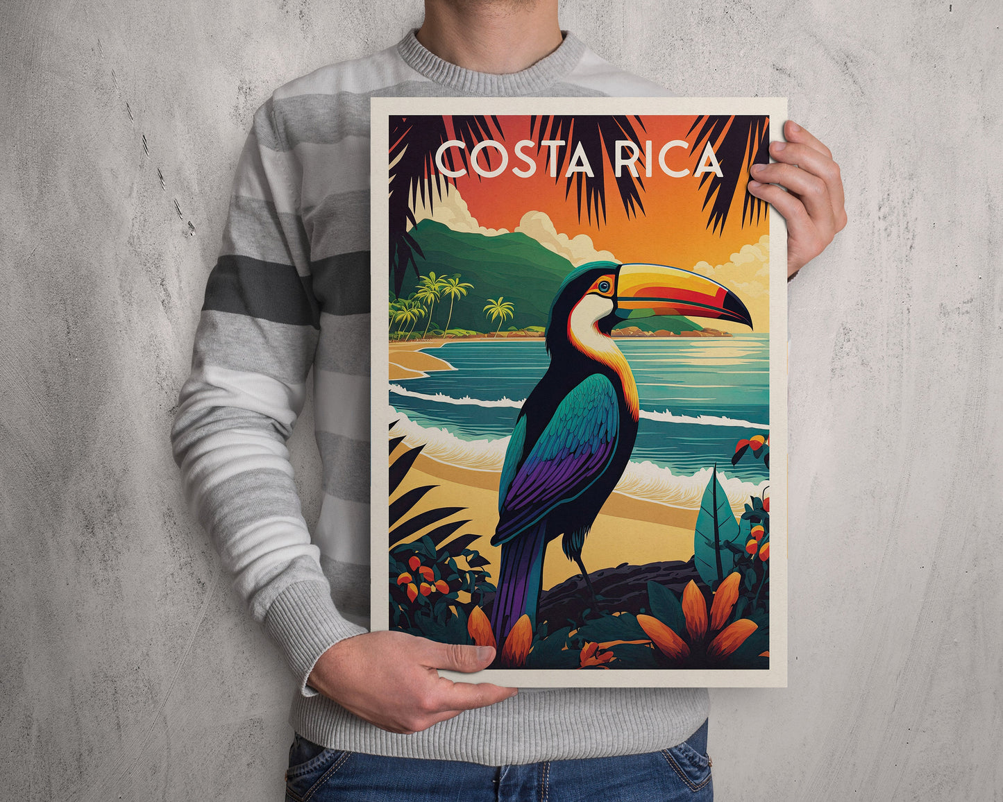 Costa Rica Print | Toucan | Travel Poster | Birthday Gift | Home Decor Artwork