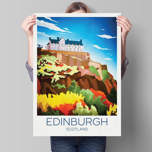 Edinburgh Castle Travel Poster, Edinburgh traditional travel print - Scotland Wall Art, Edinburgh poster, Edinburgh castle. Wedding gift