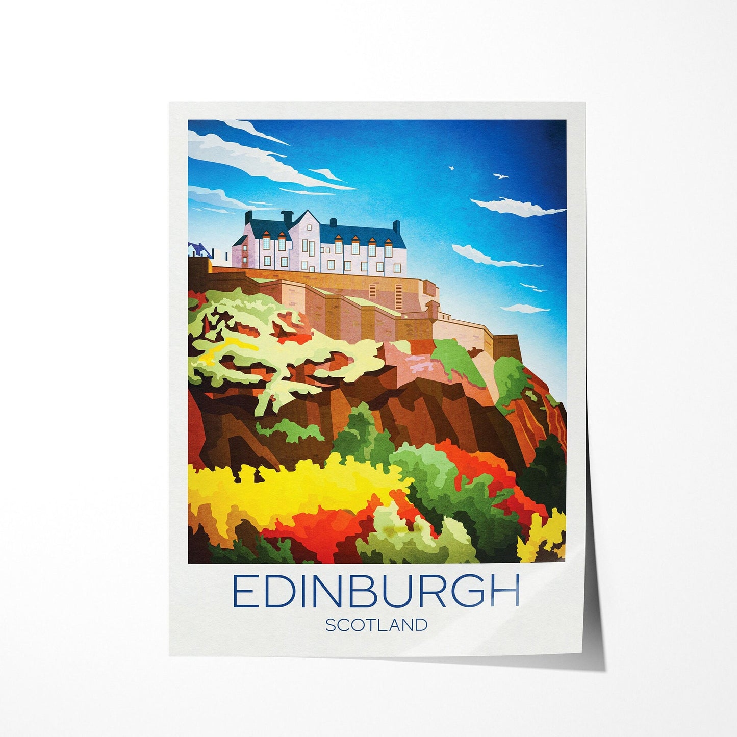 Edinburgh Castle Travel Poster, Edinburgh traditional travel print - Scotland Wall Art, Edinburgh poster, Edinburgh castle. Wedding gift