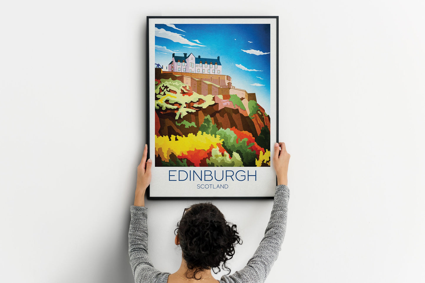 Edinburgh Castle Travel Poster, Edinburgh traditional travel print - Scotland Wall Art, Edinburgh poster, Edinburgh castle. Wedding gift