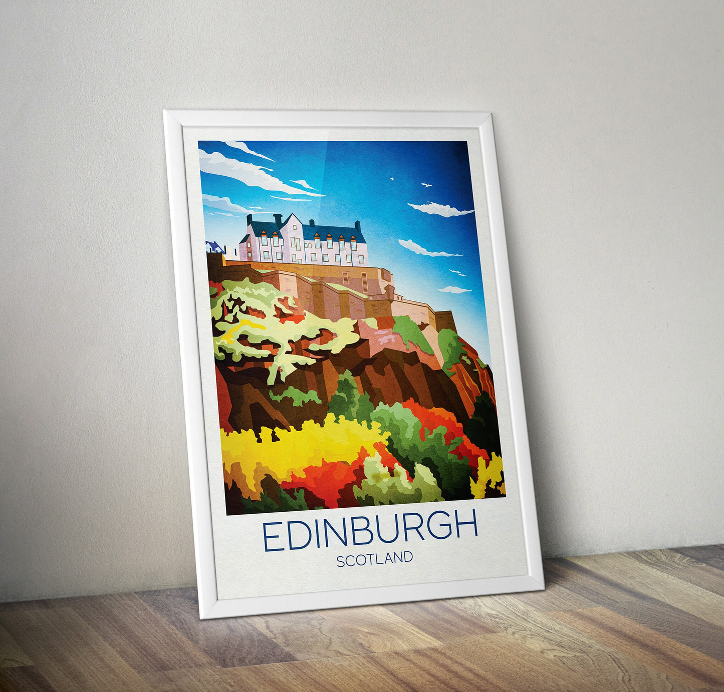 Edinburgh Castle Travel Poster, Edinburgh traditional travel print - Scotland Wall Art, Edinburgh poster, Edinburgh castle. Wedding gift