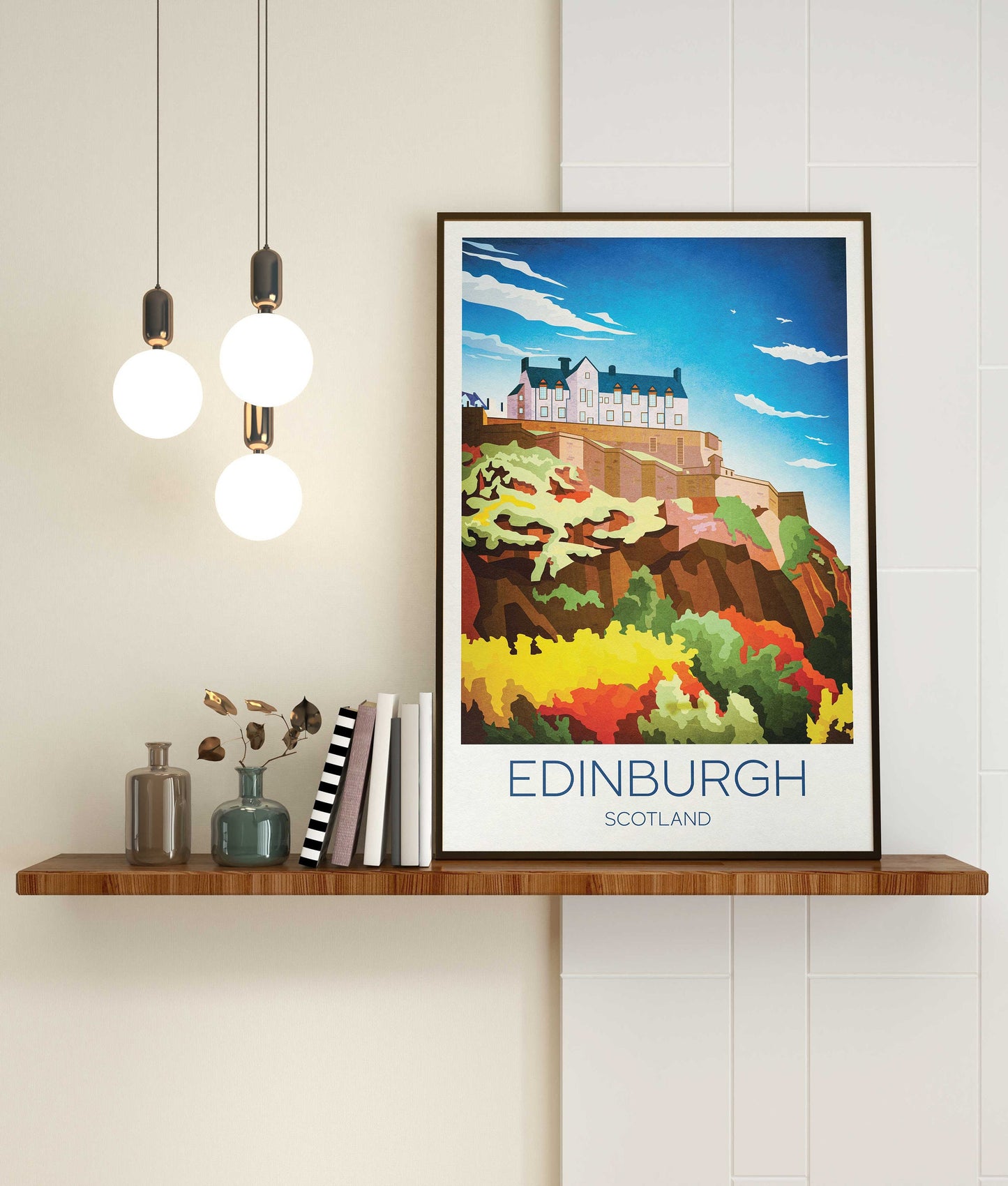 Edinburgh Castle Travel Poster, Edinburgh traditional travel print - Scotland Wall Art, Edinburgh poster, Edinburgh castle. Wedding gift