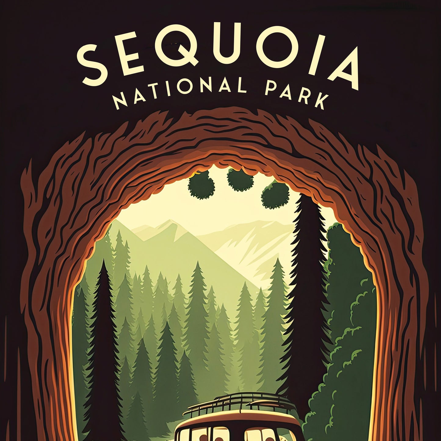 Sequoia travel print - National Park, California, Southern Sierra Nevada, Sequoia print, Sequoia poster, A3, A2, A1