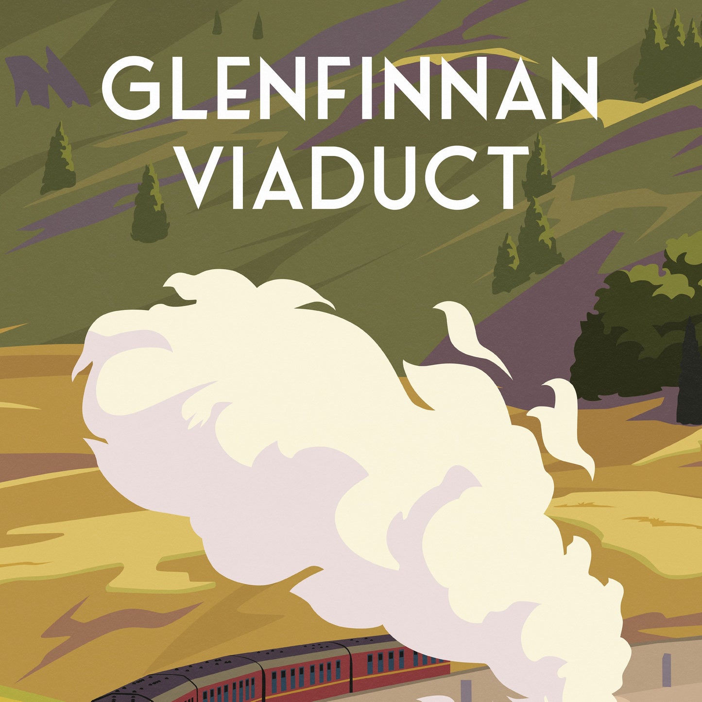 Glenfinnan Viaduct Poster, Railway Bridge Poster Vintage Jacobite Steam Train , West Highland Line, Scottish Art, Travel Poster