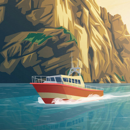 St. Kilda Print featuring Boreray - Gannets - St Kilda Archipelago - Travel Poster - Illustration  - St Kilda Archipelago -  Hirta - Dun