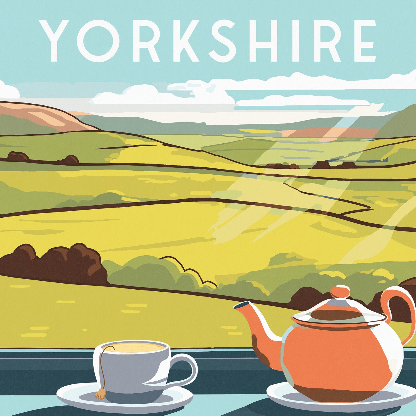 Yorkshire Tea Travel Poster | Yorkshire Dales | National Park Travel Poster | Gift | Birthday Present