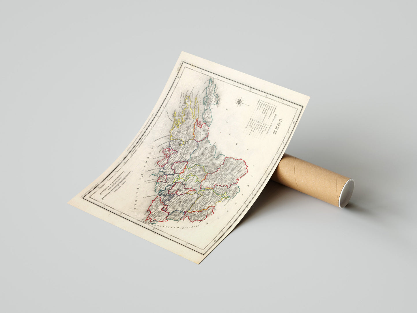 Ireland Map - Old Antique Reproduction Print of Ireland - 1846