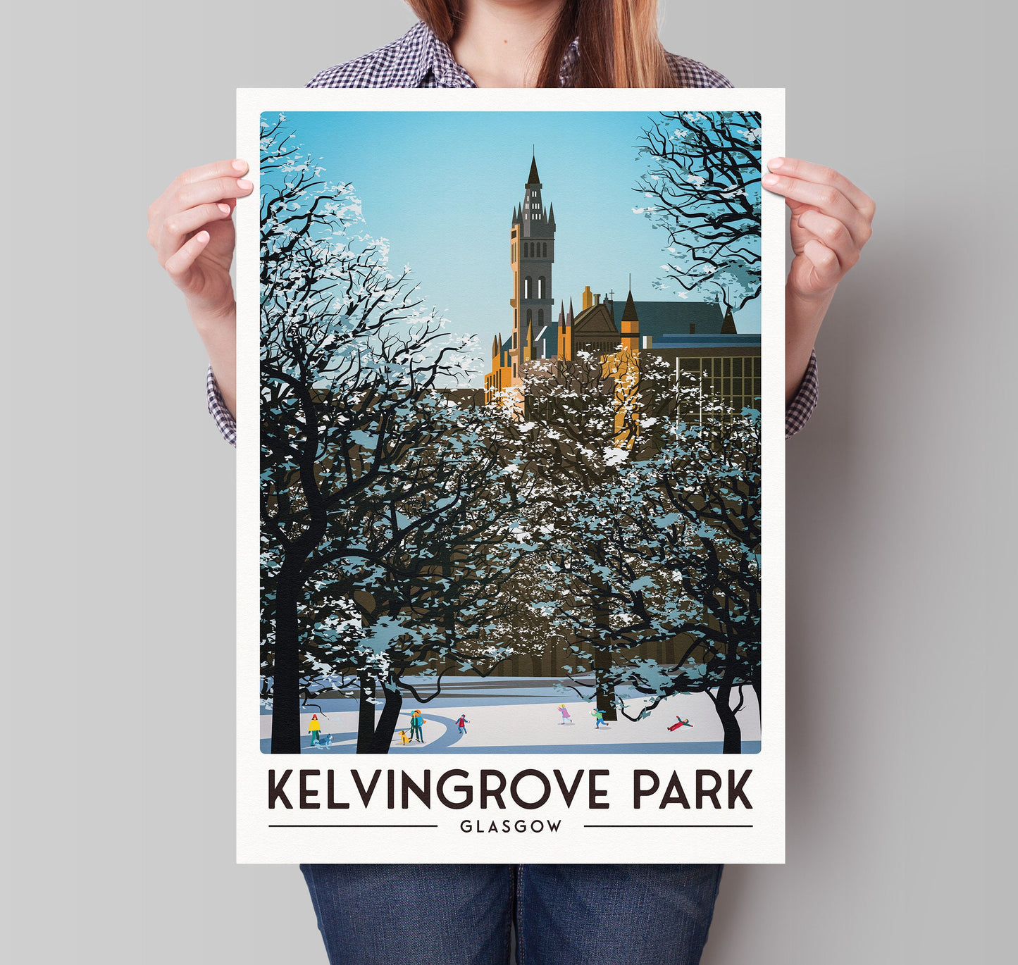 Kelvingrove Park -  Glasgow Print - Scottish Wall Art - West End - Glasgow Uni - Winter Scene  - Glasgow University