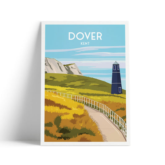 Dover Print - Kent Travel Poster - England - A3 - A2 - A1 - Wall Decor