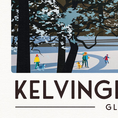 Kelvingrove Park -  Glasgow Print - Scottish Wall Art - West End - Glasgow Uni - Winter Scene  - Glasgow University