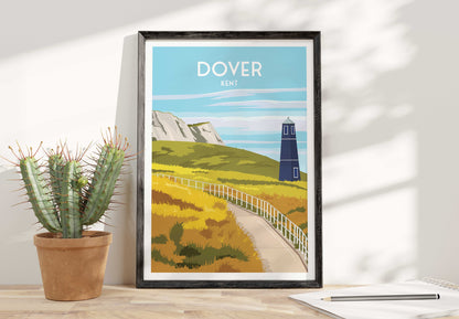 Dover Print - Kent Travel Poster - England - A3 - A2 - A1 - Wall Decor