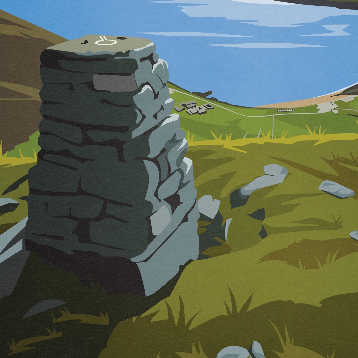 St Kilda Print - St Kilda Archipelago - Dùn - Travel Poster - Illustration  - Scottish Island - St Kilda Archipelago - Hirta - Soay