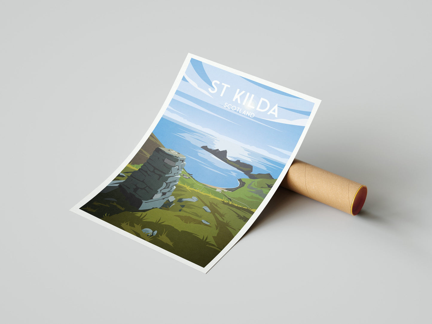 St Kilda Print - St Kilda Archipelago - Dùn - Travel Poster - Illustration  - Scottish Island - St Kilda Archipelago - Hirta - Soay