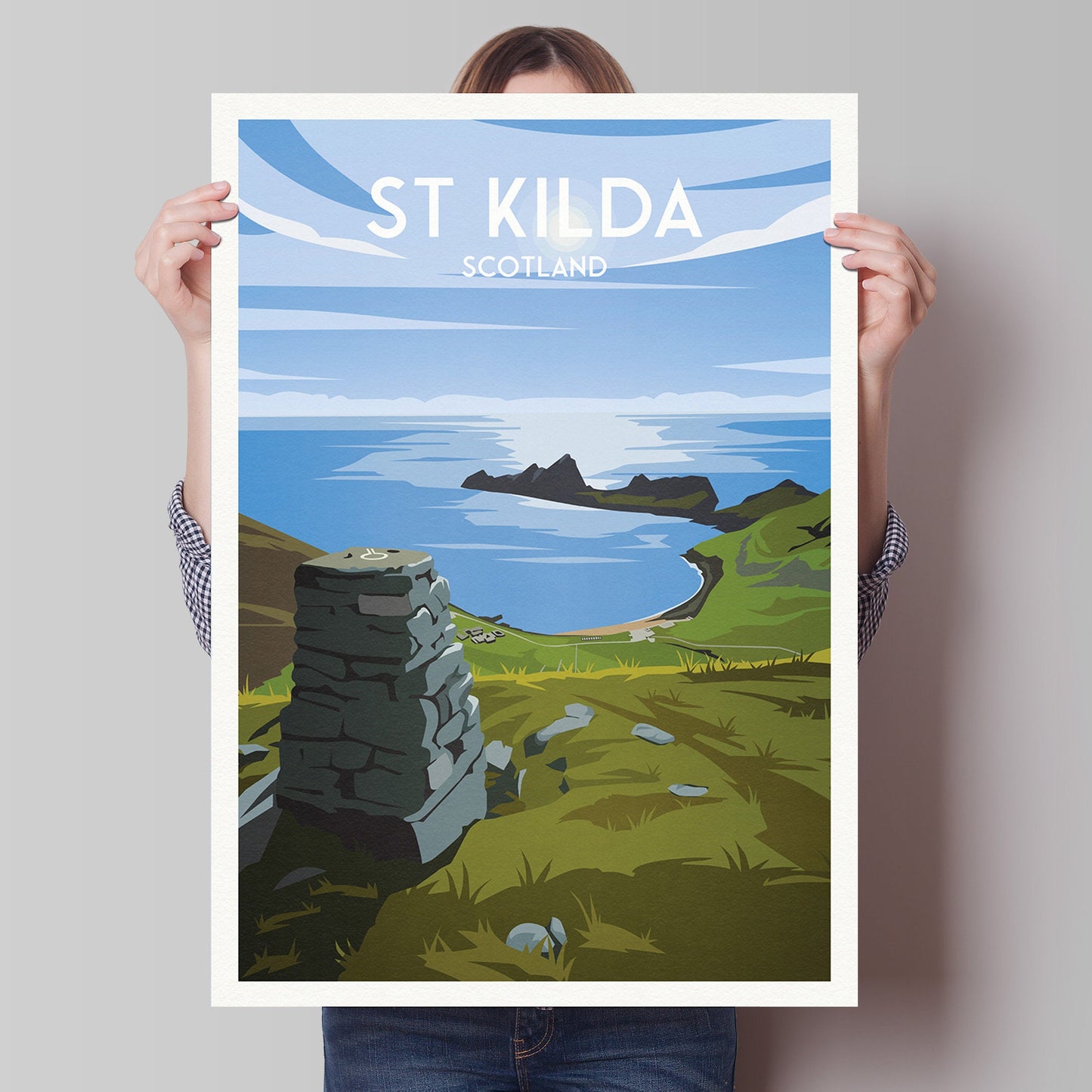 St Kilda Print - St Kilda Archipelago - Dùn - Travel Poster - Illustration  - Scottish Island - St Kilda Archipelago - Hirta - Soay