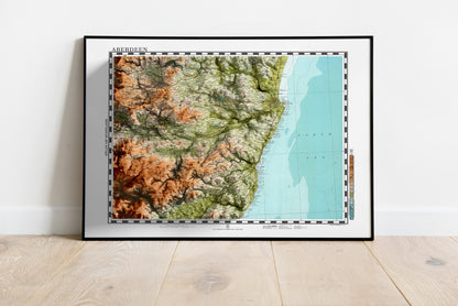 Aberdeen Map  - Topographic Shaded Relief Print - Vintage Style  - 2D Giclée Print - Elevation Map