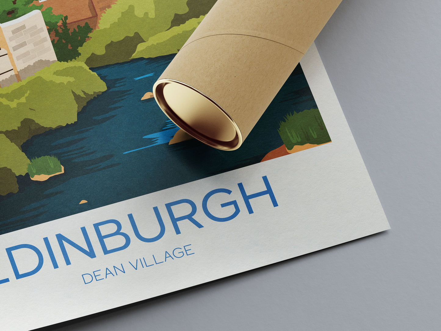 Dean Village Travel Poster, Edinburgh Wall Art, Water of Leith