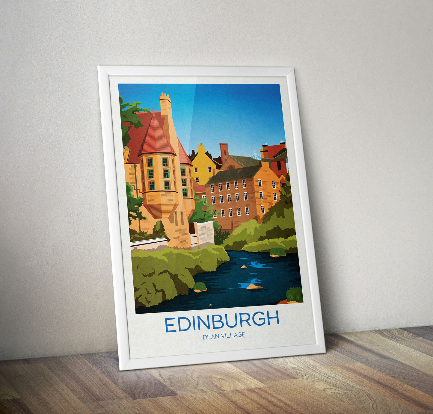 Dean Village Travel Poster, Edinburgh Wall Art, Water of Leith