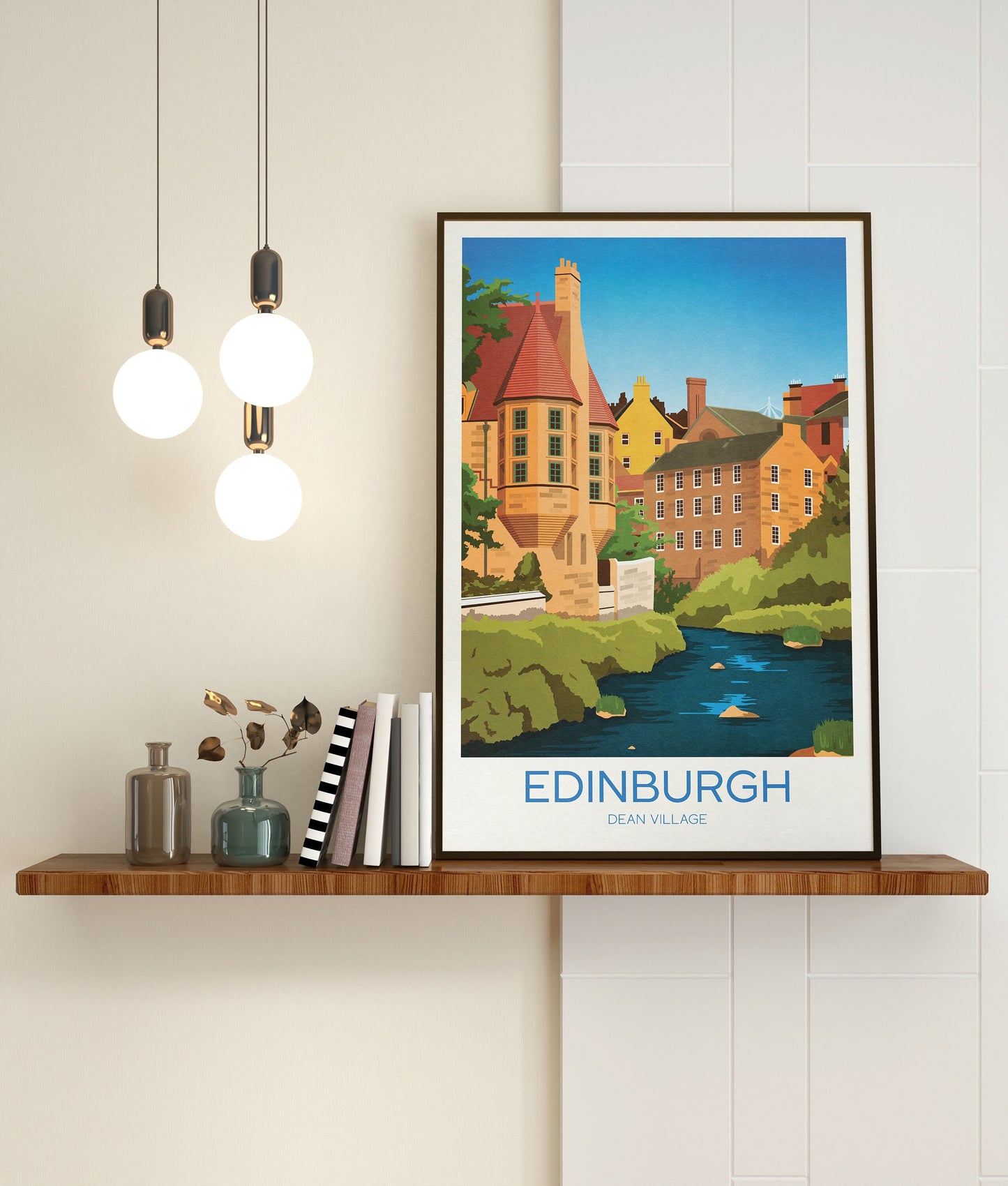 Dean Village Travel Poster, Edinburgh Wall Art, Water of Leith