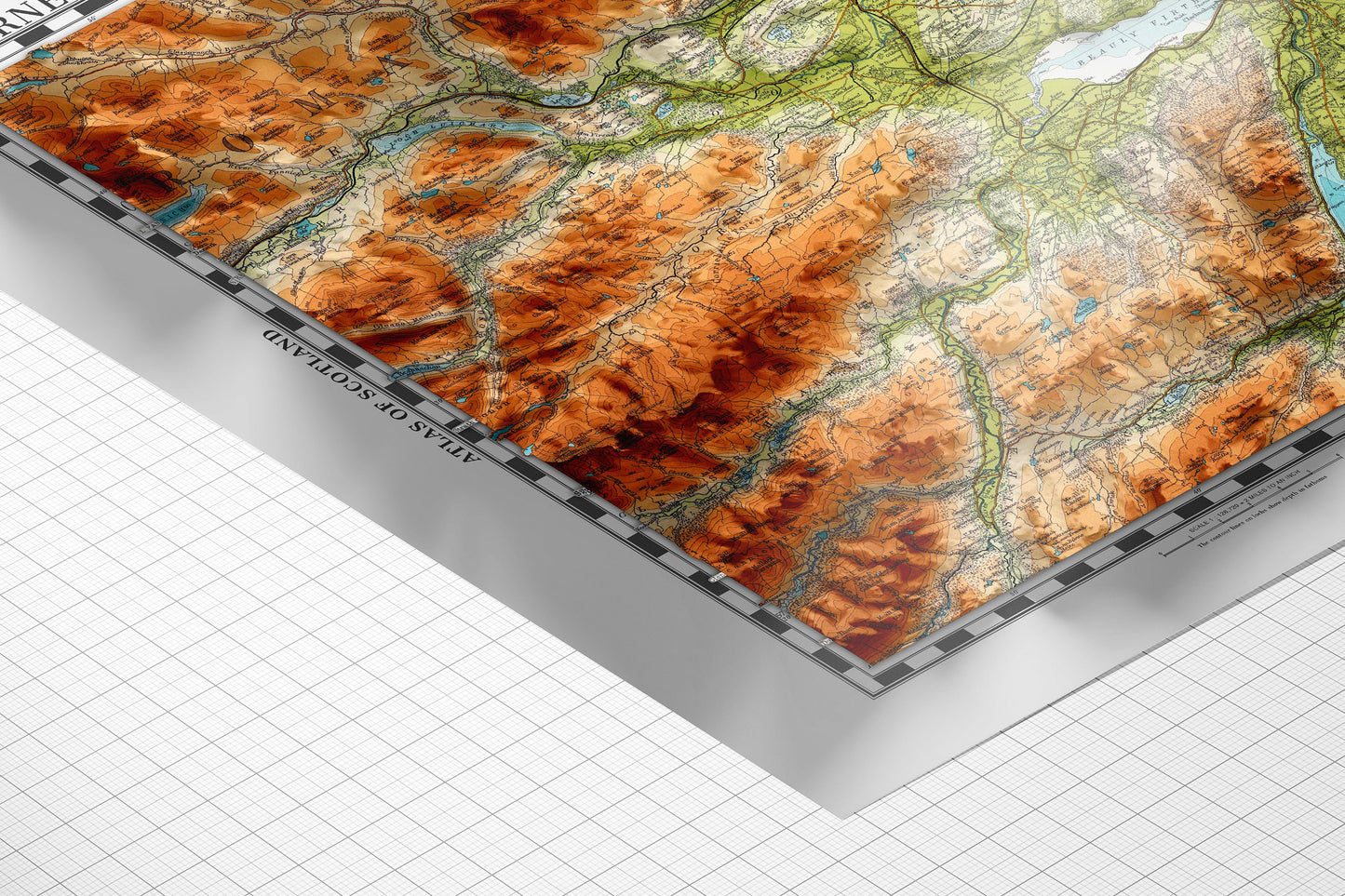 Inverness Topographic Map Print - Vintage - Retro - Geological Map - 3D effect relief Print