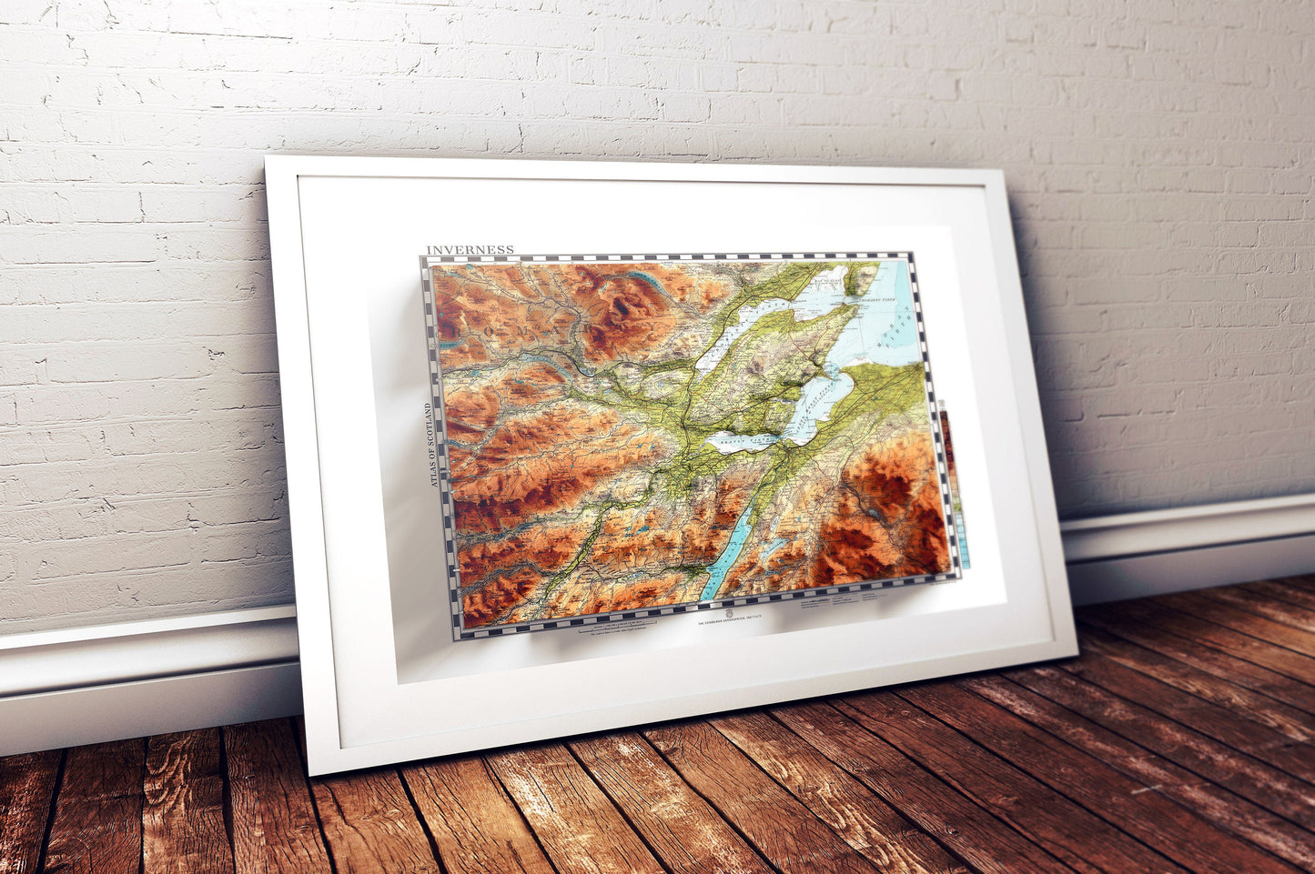 Inverness Topographic Map Print - Vintage - Retro - Geological Map - 3D effect relief Print