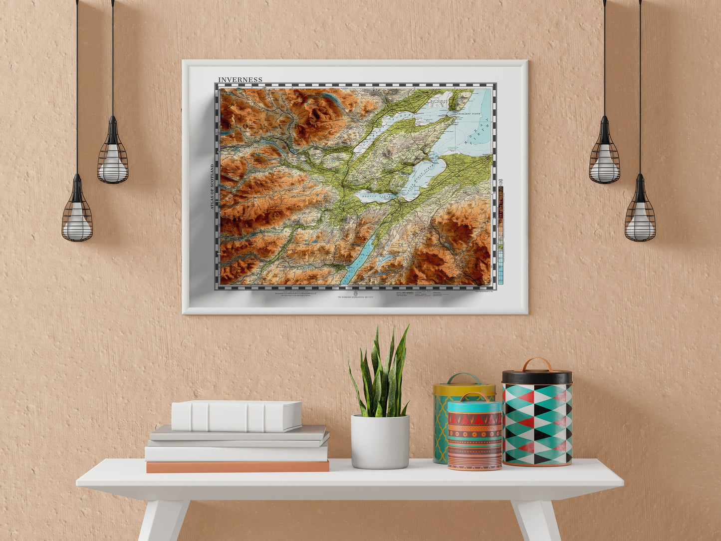 Inverness Topographic Map Print - Vintage - Retro - Geological Map - 3D effect relief Print