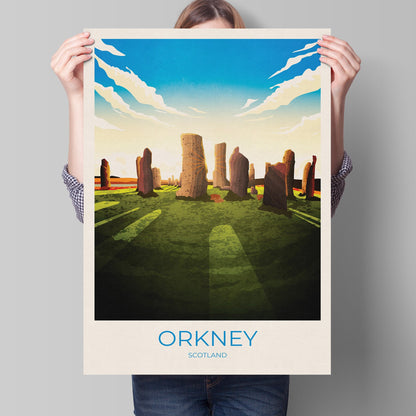 Orkney Standing Stones Travel Poster, Ring of Brodgar, Scottish traditional travel print - Scotland Wall Art, Highlands poster