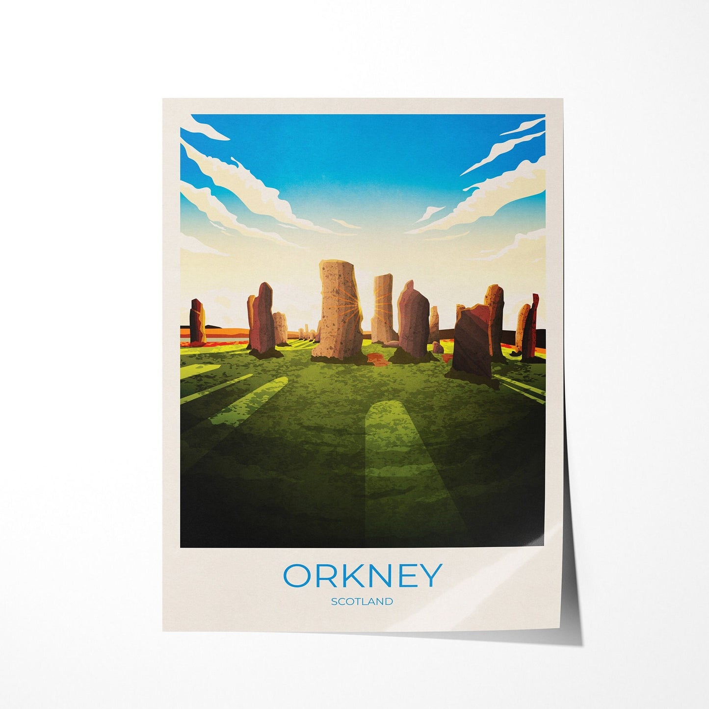 Orkney Standing Stones Travel Poster, Ring of Brodgar, Scottish traditional travel print - Scotland Wall Art, Highlands poster