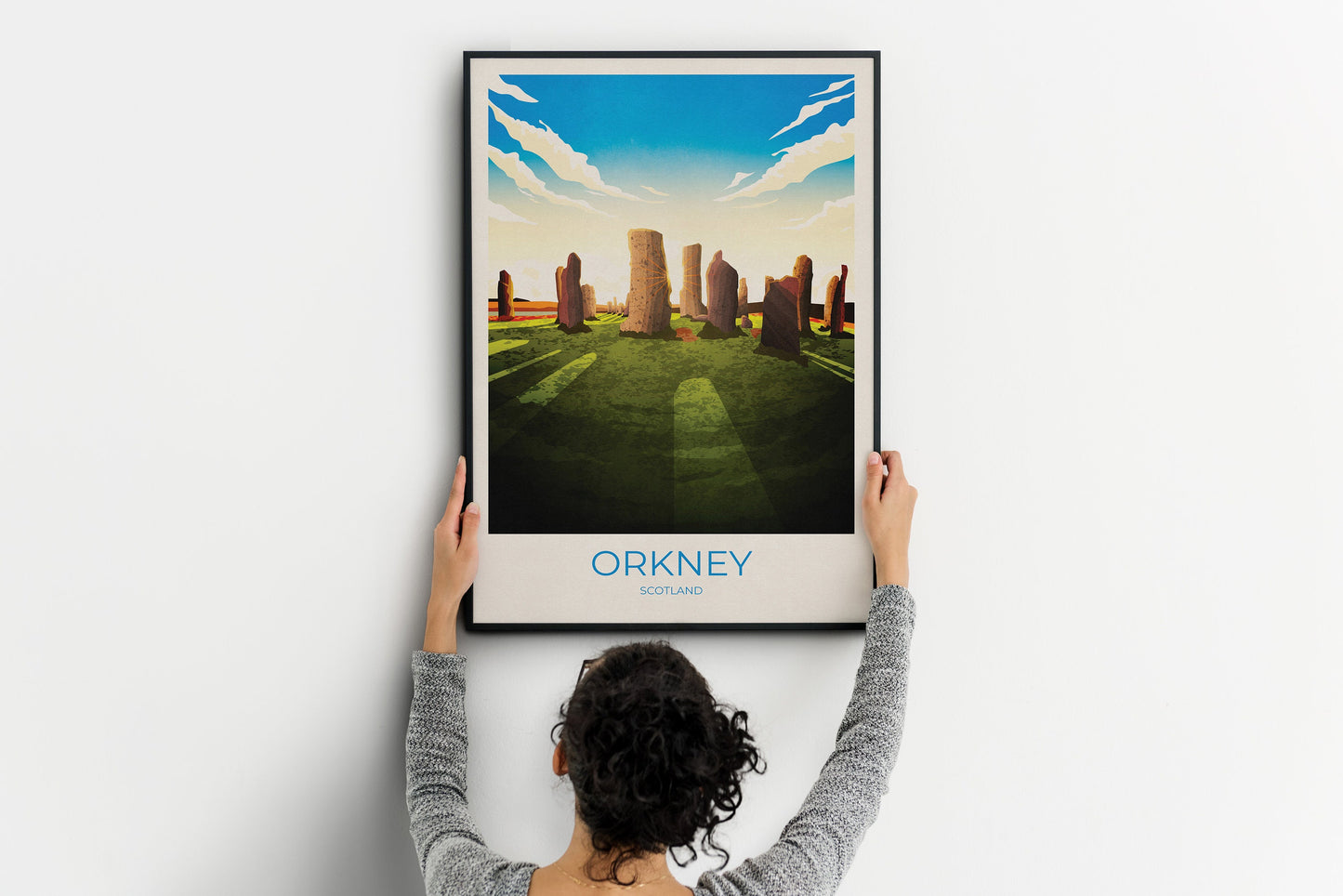 Orkney Standing Stones Travel Poster, Ring of Brodgar, Scottish traditional travel print - Scotland Wall Art, Highlands poster