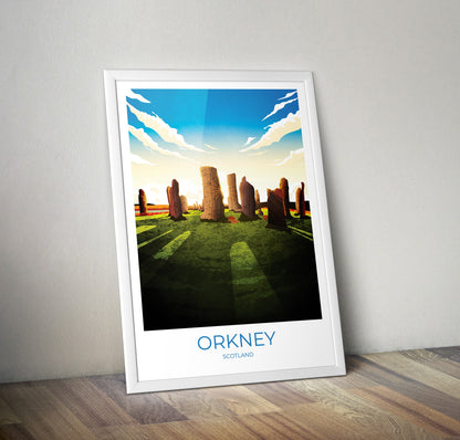 Orkney Standing Stones Travel Poster, Ring of Brodgar, Scottish traditional travel print - Scotland Wall Art, Highlands poster