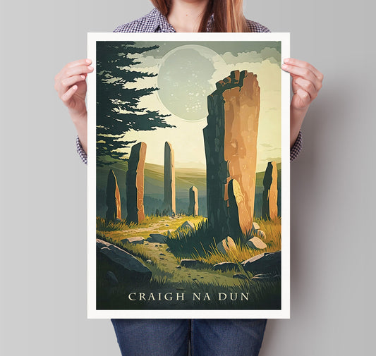 Craigh Na Dun Print | Standing Stones | Scotland Travel Poster | Scottish Highlands