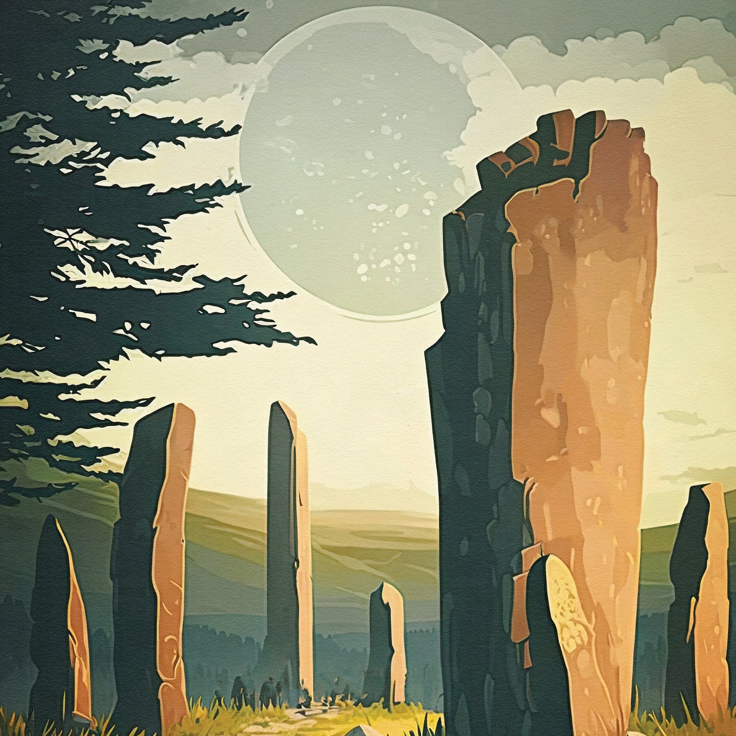 Craigh Na Dun Print | Standing Stones | Scotland Travel Poster | Scottish Highlands