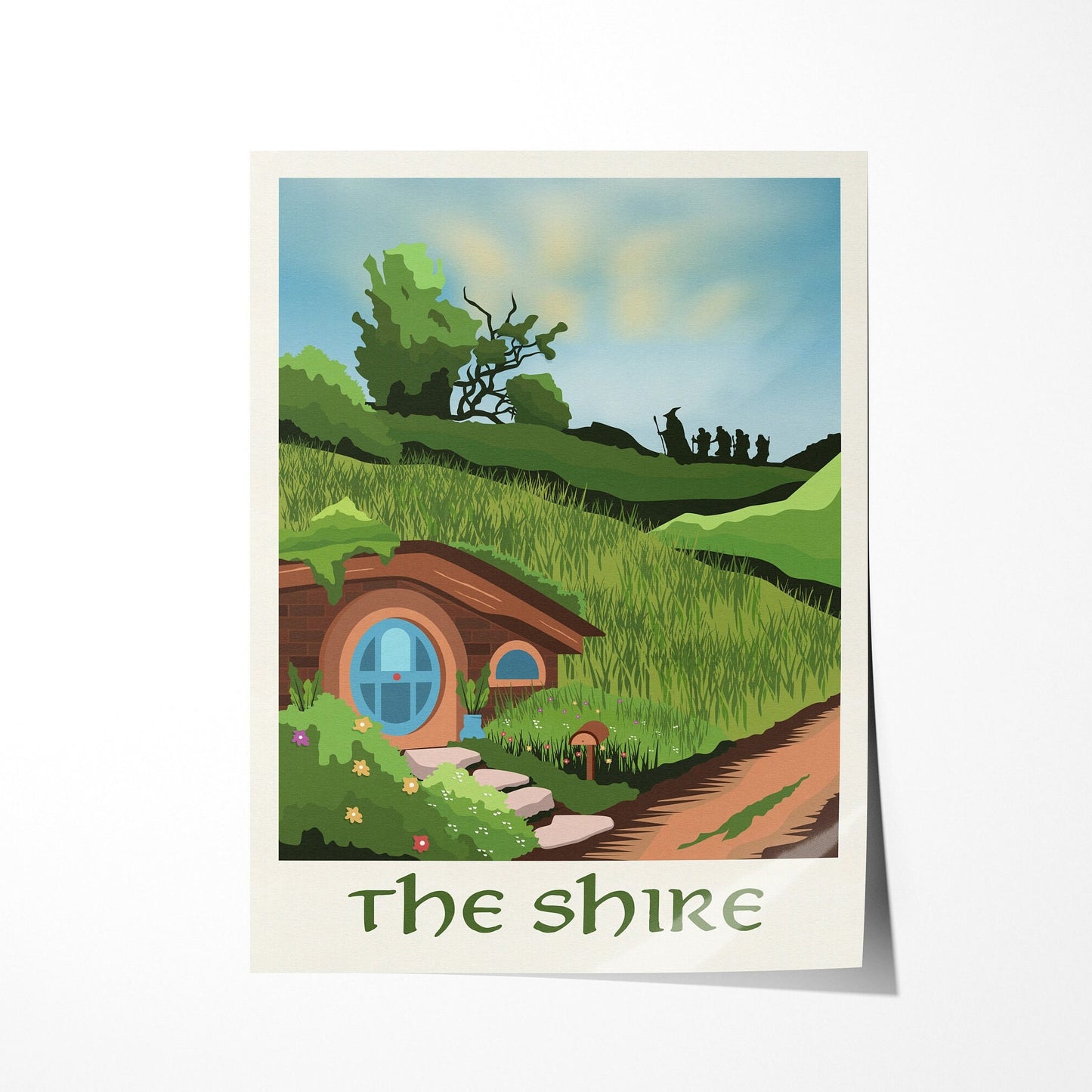 The Shire Travel Poster | Hobbiton Retro Middle-Earth Print | Vintage Travel Poster Art | LOTR