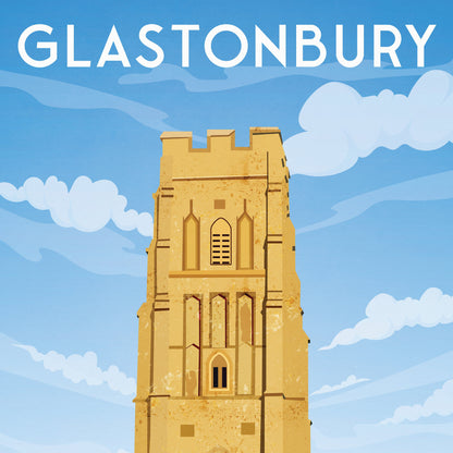 Glastonbury Print - Glastonbury Saint Michael's Tower Travel Poster - A Captivating Landmark - Somerset