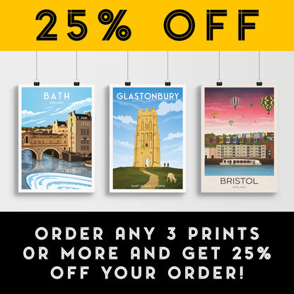 Glastonbury Print - Glastonbury Saint Michael's Tower Travel Poster - A Captivating Landmark - Somerset