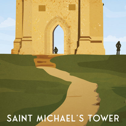 Glastonbury Print - Glastonbury Saint Michael's Tower Travel Poster - A Captivating Landmark - Somerset