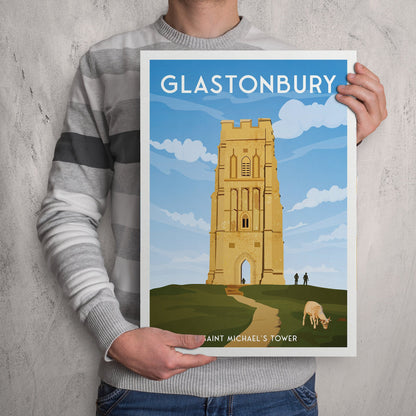 Glastonbury Print - Glastonbury Saint Michael's Tower Travel Poster - A Captivating Landmark - Somerset