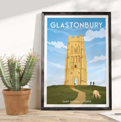 Glastonbury Print - Glastonbury Saint Michael's Tower Travel Poster - A Captivating Landmark - Somerset