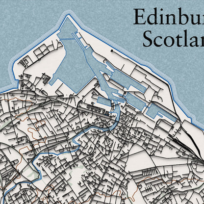 Edinburgh Topographic Contour Map With 3D Illusion - Scotland, United Kingdom - Home Decor Wall Art - City Map Poster