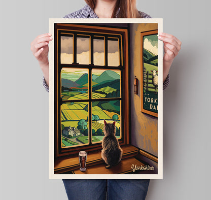 Yorkshire Room with a View Print | Yorkshire Terrier | National Park Travel Poster | Yorkshire Dales Poster | Gift | Birthday Present