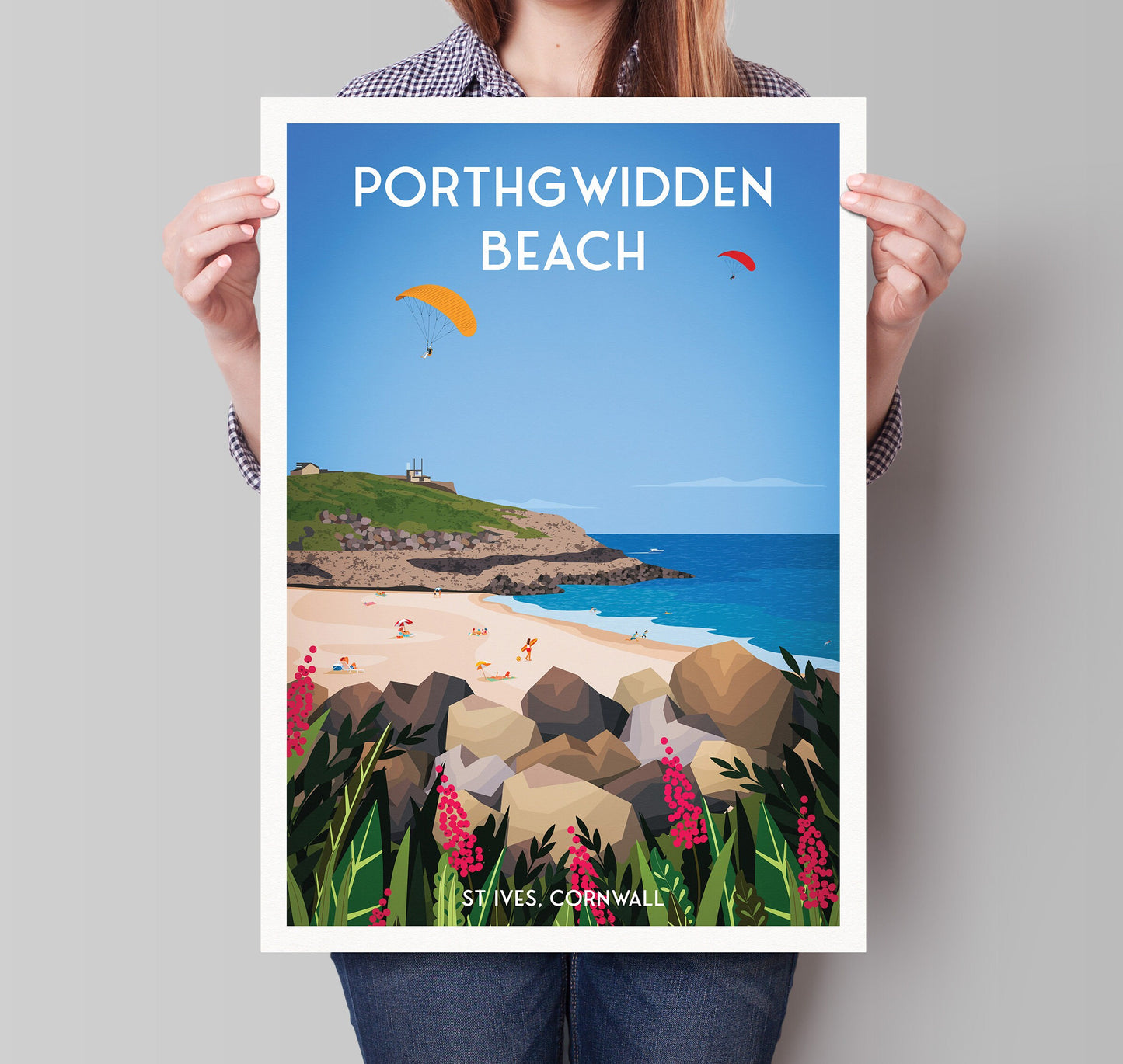 Porthgwidden Beach Print -St Ives - Cornwall - England Travel Poster - Home Decor - Travel Gift