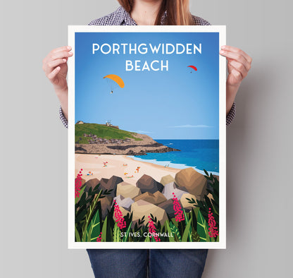 Porthgwidden Beach Print -St Ives - Cornwall - England Travel Poster - Home Decor - Travel Gift