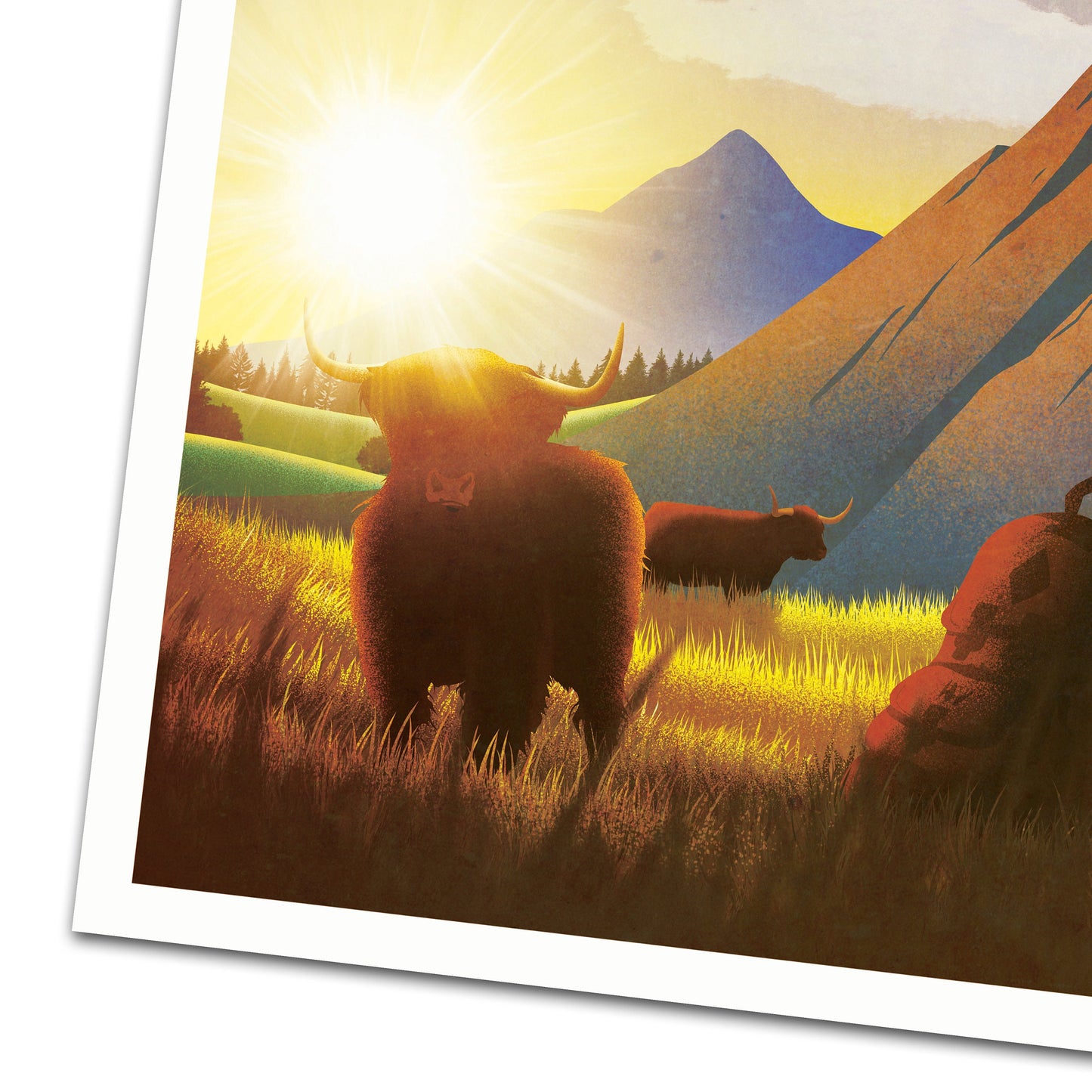 West Highland Way Poster, Highland Cow,  West Highland Way Scotland,  Hillwalking Print, Glencoe, loch lomond, inversnaid, kinlochleven