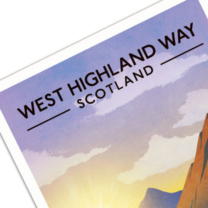 West Highland Way Poster, Highland Cow,  West Highland Way Scotland,  Hillwalking Print, Glencoe, loch lomond, inversnaid, kinlochleven